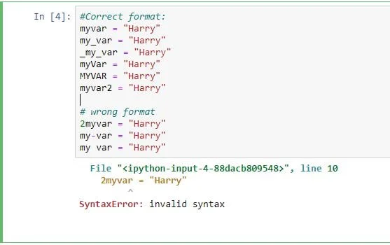 variables in python